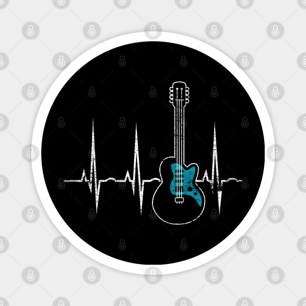 Vintage Guitarist Heartbeat Guitar Magnet by ShirtsShirtsndmoreShirts